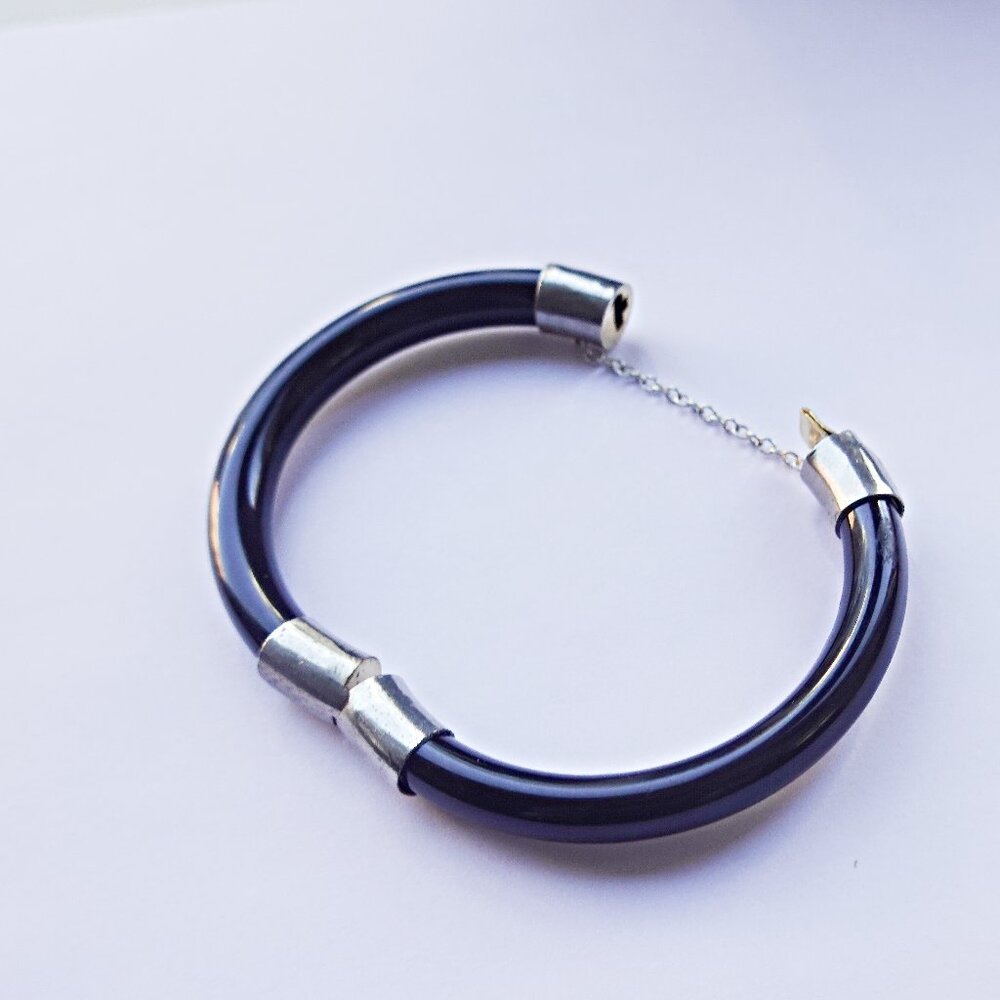 Black Gemstone Bangle Bracelet - image 2